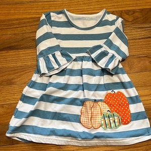 Fall Halloween Pumpkin top with bell sleeves appliqué embroidered